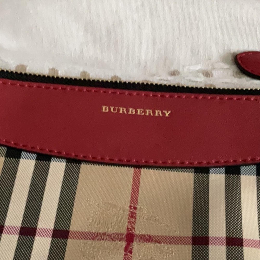 Burberry Red and Tan Crossbody Bag with Iconic Check Pattern - Picture 2 of 6